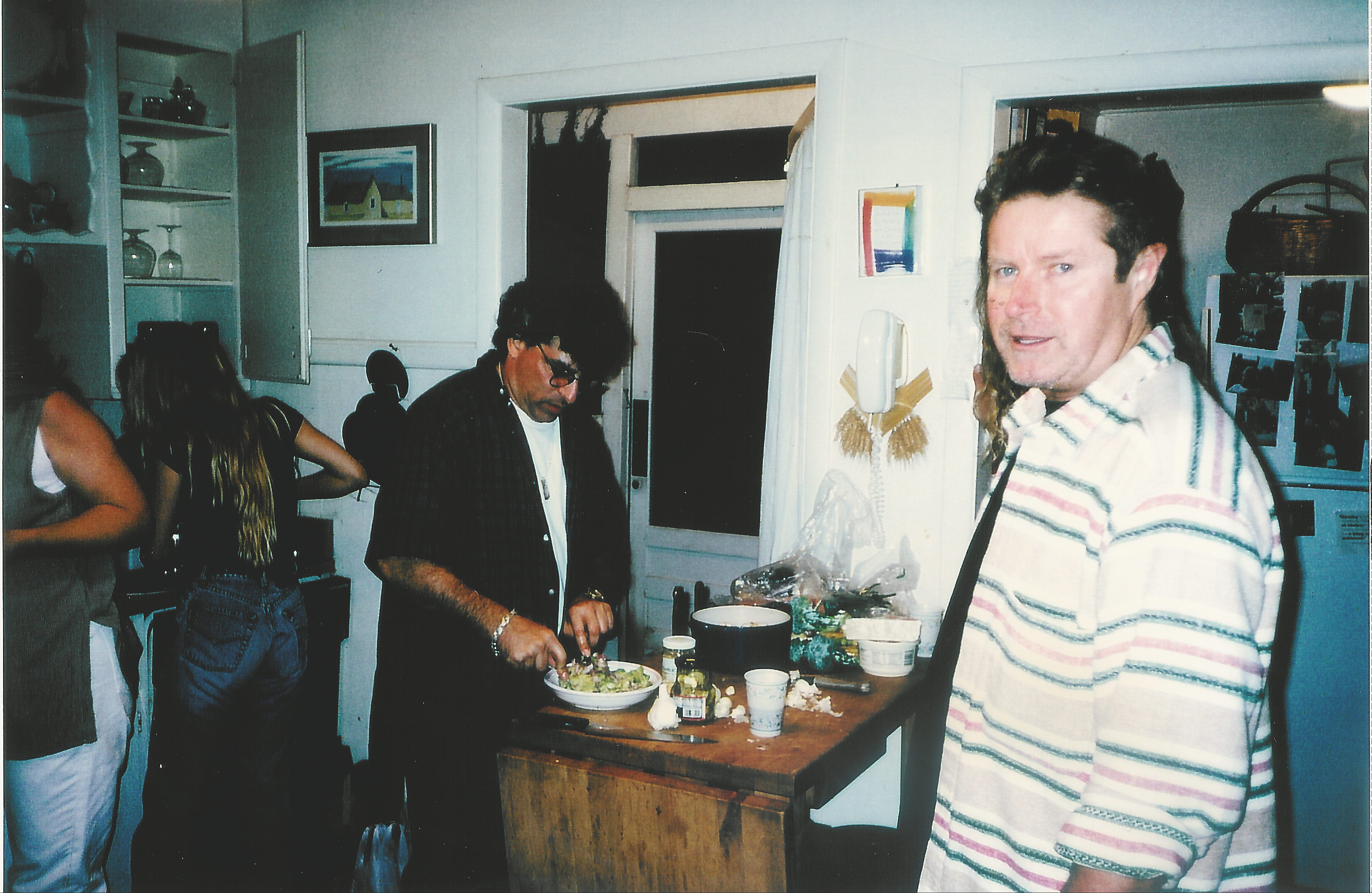 The girls, Mark and Don in Santa Barbara making dinner Nov 1996.jpg